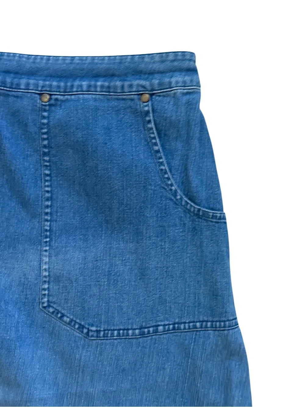 Soft Surroundings Womens Long Denim Midi Skirt Size 1X Blue Cotton